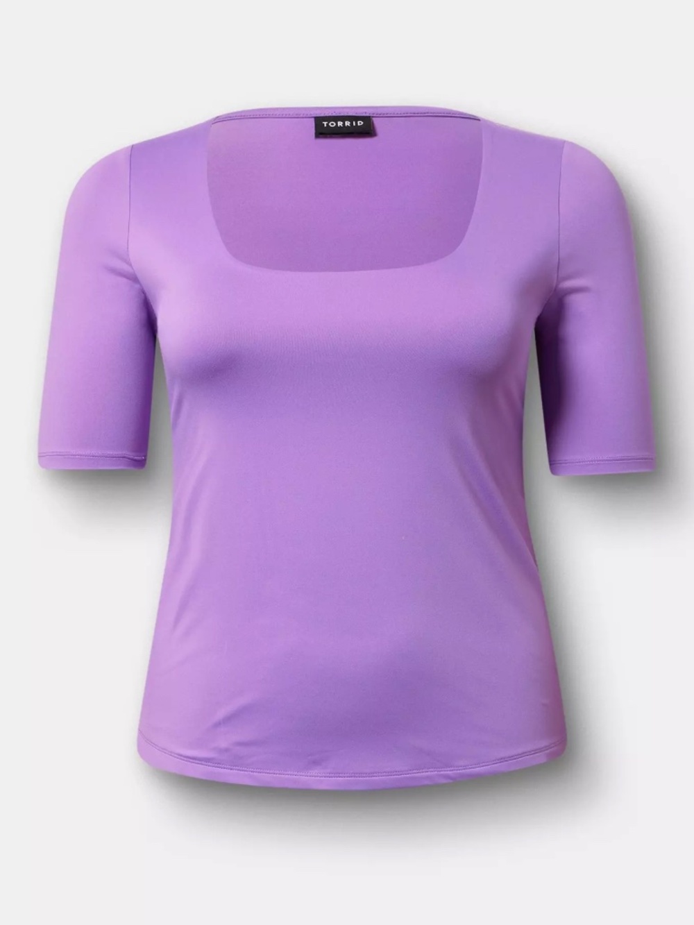 Torrid Top 3X 4X Purple Tee Shirt Elbow Sleeves Square Neck Jersey Plus Size NWT